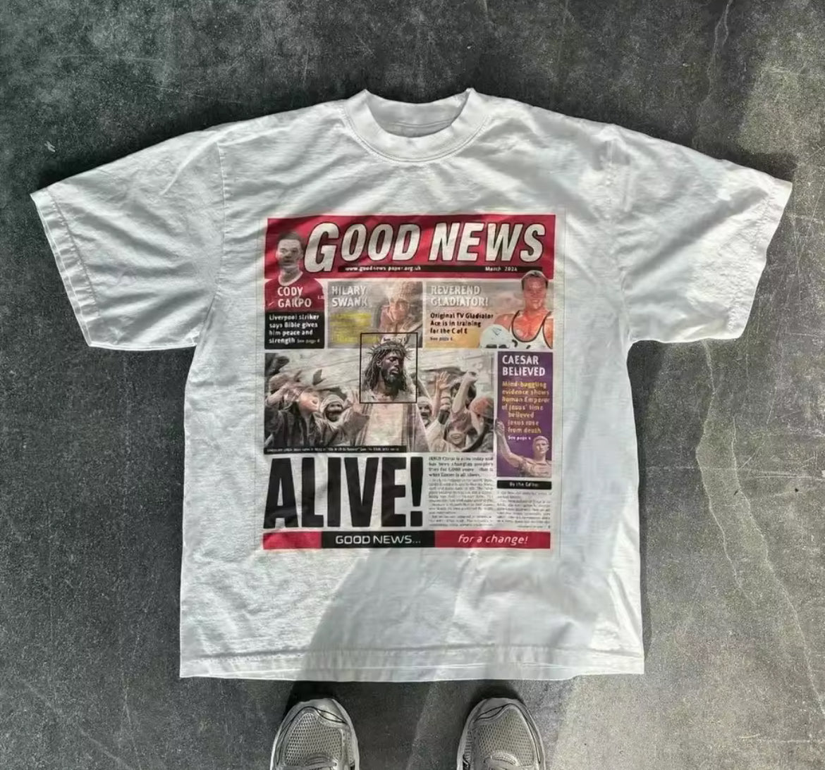 Y2K News Article Cropped Shirt