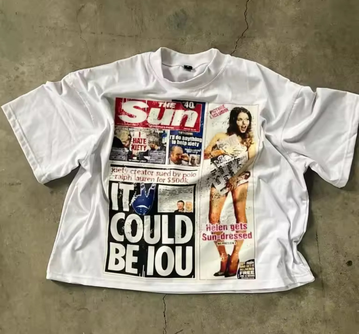 Y2K News Article Cropped Shirt