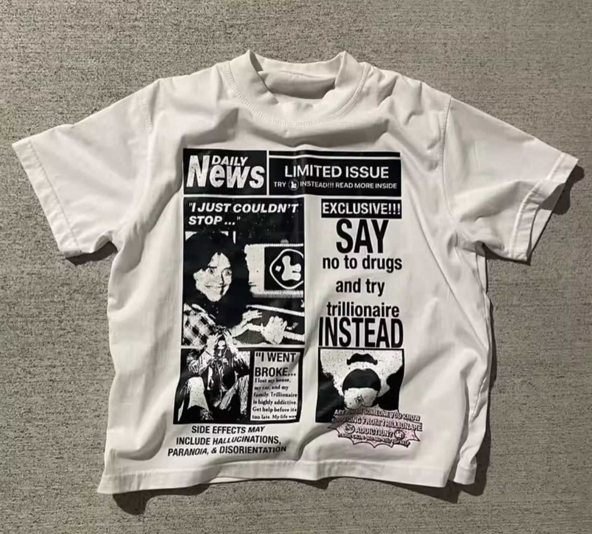 Y2K News Article Cropped Shirt