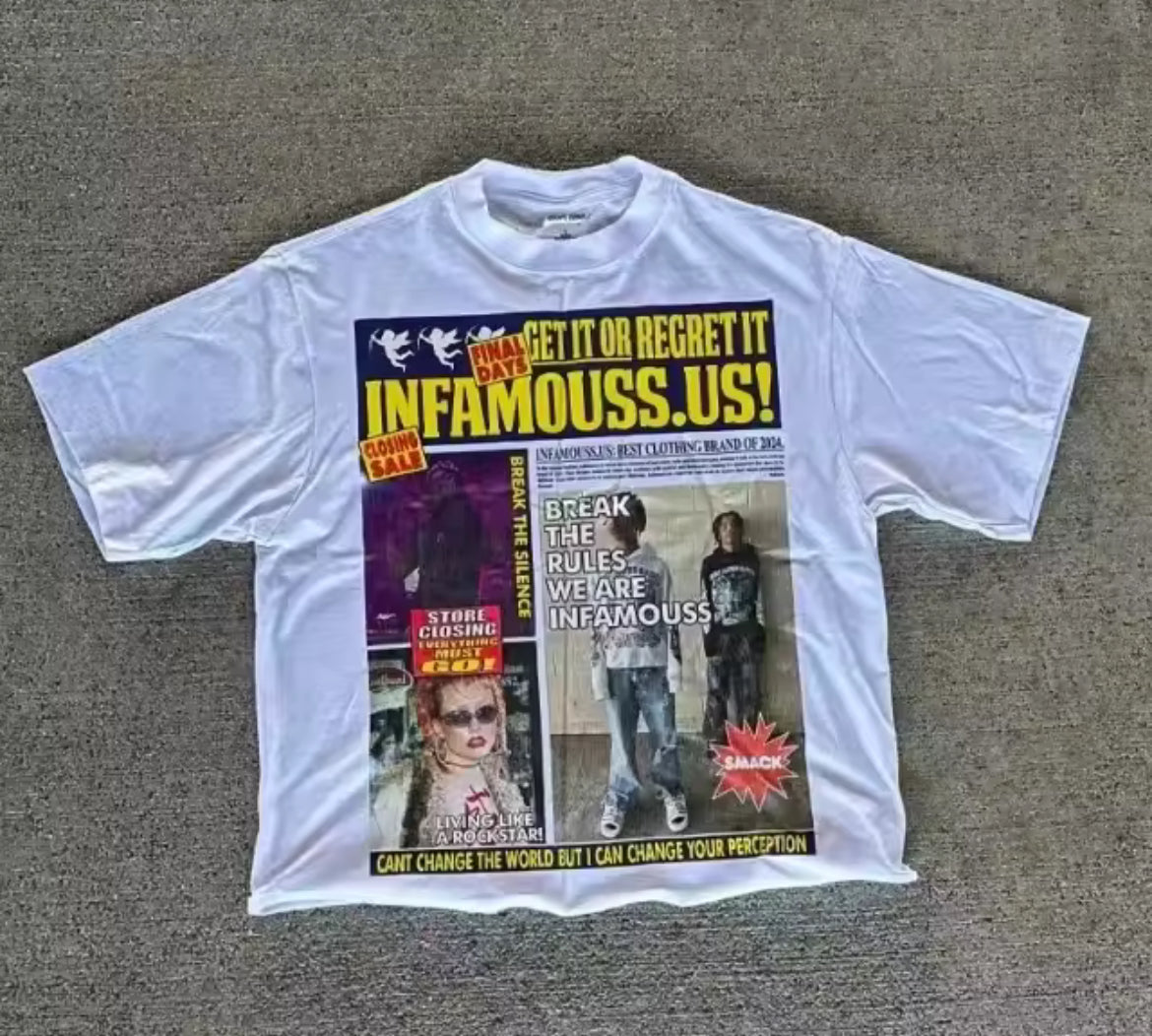 Y2K News Article Cropped Shirt