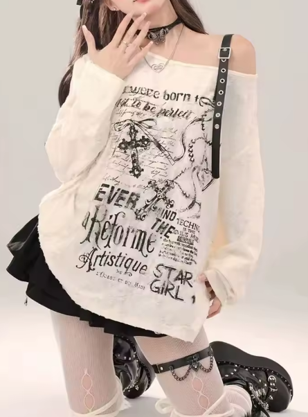 Y2k Gothic Grunge Dark Hollow Out T Shirt Women Harajuku