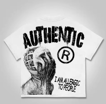 Vintage I Am Allergic To People Graphics Print Cotton T-shirt Men Y2K Summer Short Sleeves Oversize T-shirt Streetwear