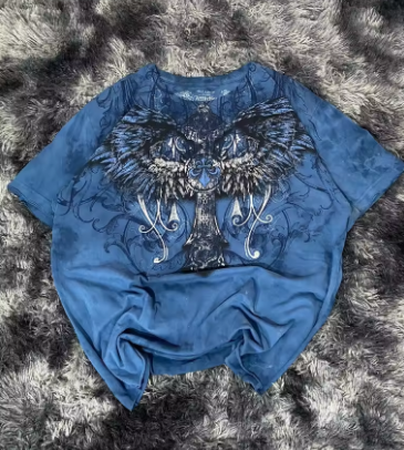 Oversized Printed T-shirt Men Y2K Harajuku Vintage Hip Hop Gothic Shirt