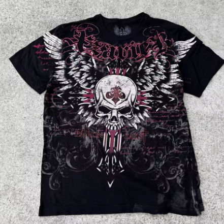 Oversized Printed T-shirt Men Y2K Harajuku Vintage Hip Hop Gothic Shirt