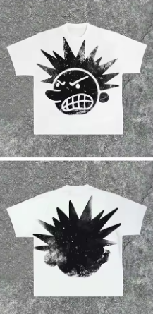 Street wear Y2K Clothing T-shirt Men's printed Hip Hop cartoon Print T-shirt Gothic