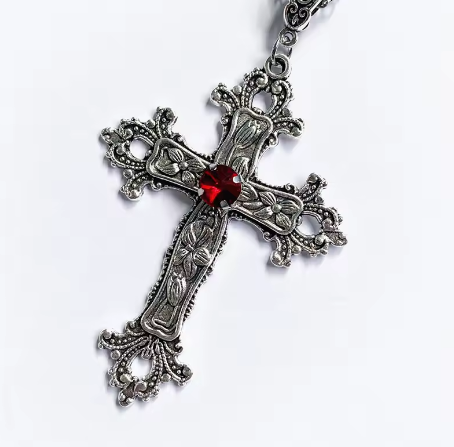 Y2K Gothic Big Zircon Cross Necklace