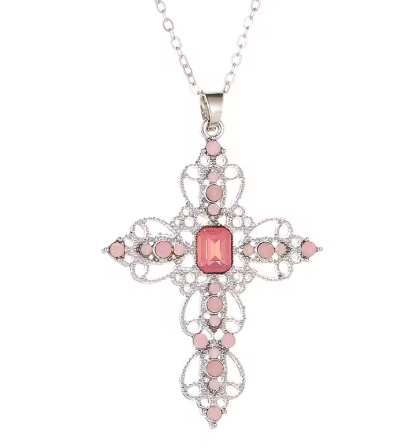 Y2K Gothic Big Zircon Cross Necklace