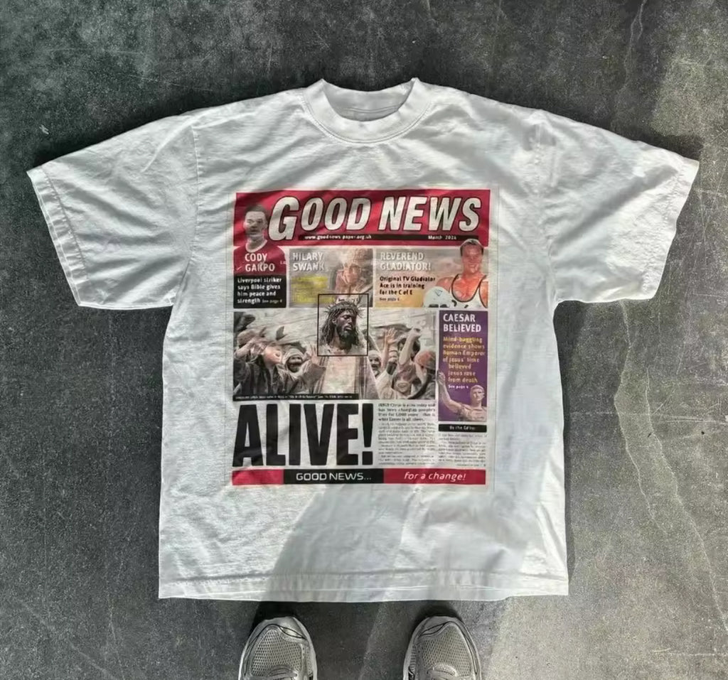 Y2K News Article Cropped Shirt