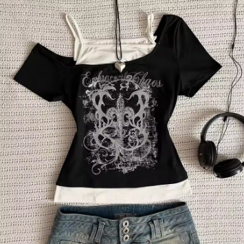 Women's 90s Vintage Punk T-Shirt Summer Streetwear