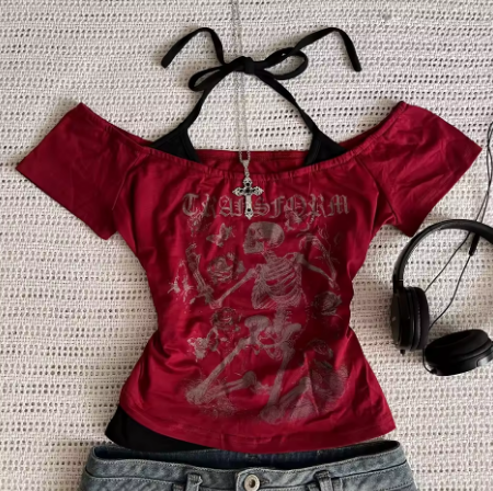 Y2k skeleton crop top
