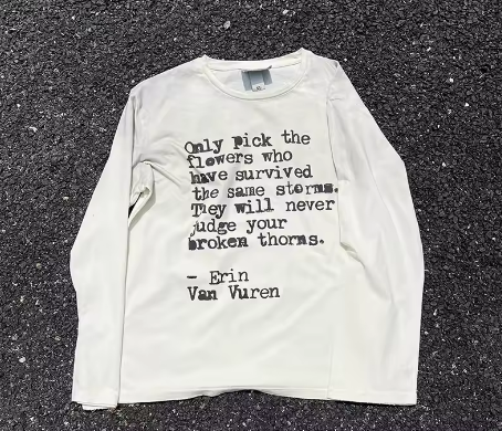 2000s Hip Hop Vintage Casual Letter Print Y2k Long Sleeve O-Neck Streetwear Harajuku Gothic Tee