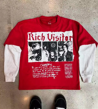 American Streetwear long sleeve "Rich Visitor" printed shirt