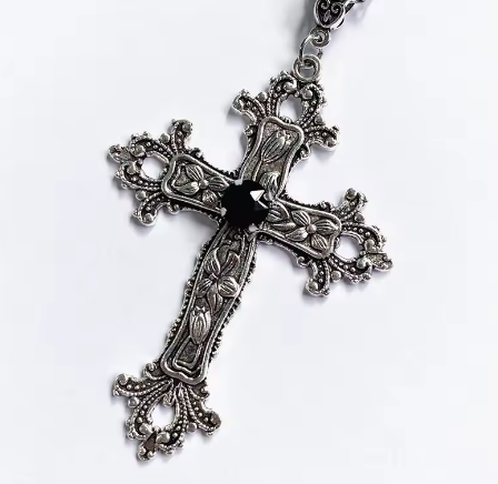 Y2K Gothic Big Zircon Cross Necklace