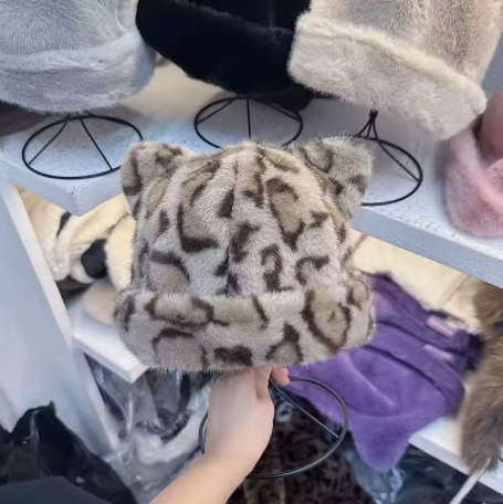 Y2K leopard Print Winter Hat For Women
